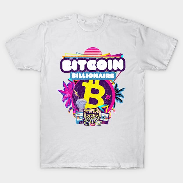 Bitcoin Miners Synthwave Retro Crypto Billionaires Investor T-Shirt by MapYourWorld